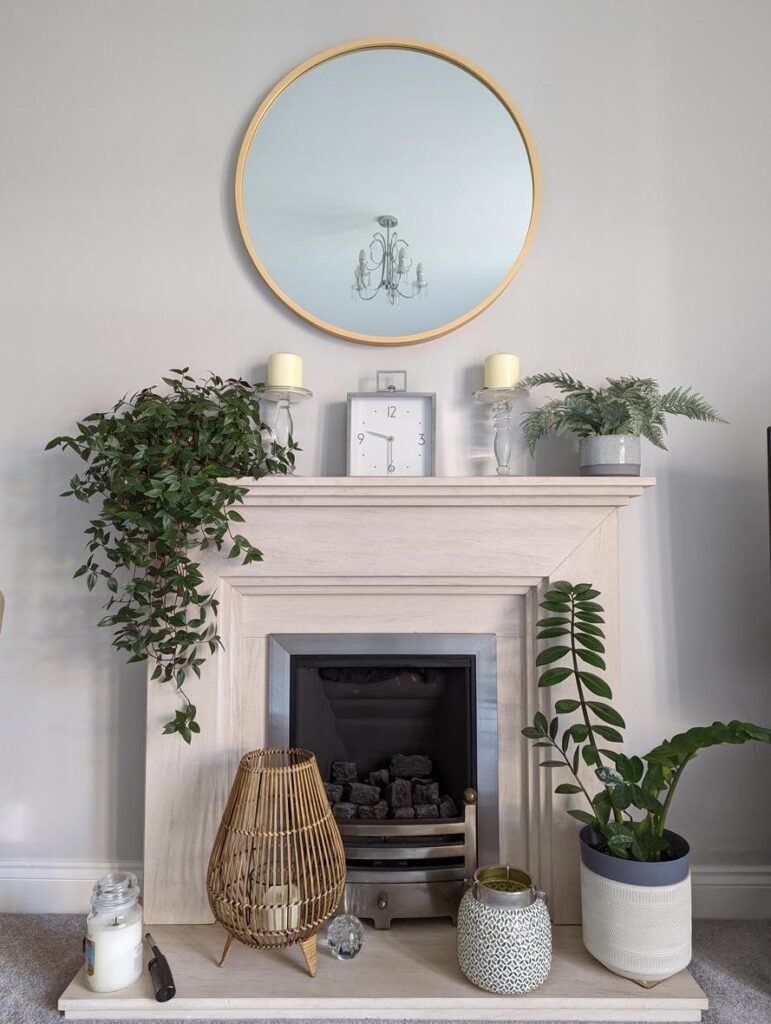 Mirrored Feature Around a Fireplace