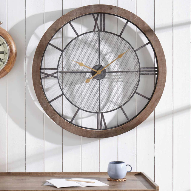 Wood and Metal Combination Clock