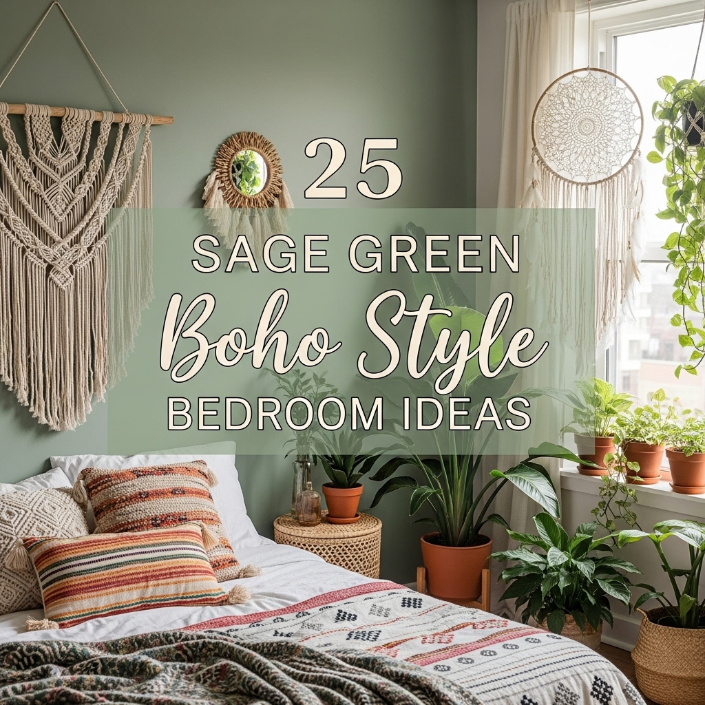 25 Sage Green Boho Style Bedroom Ideas