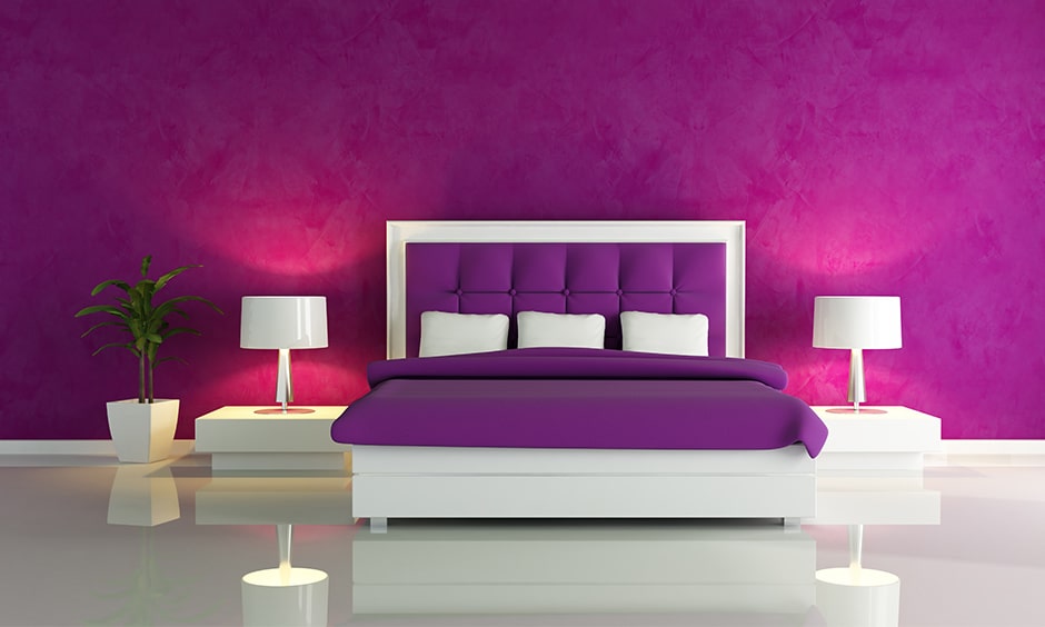 Accent Walled Plum Purple Bedroom