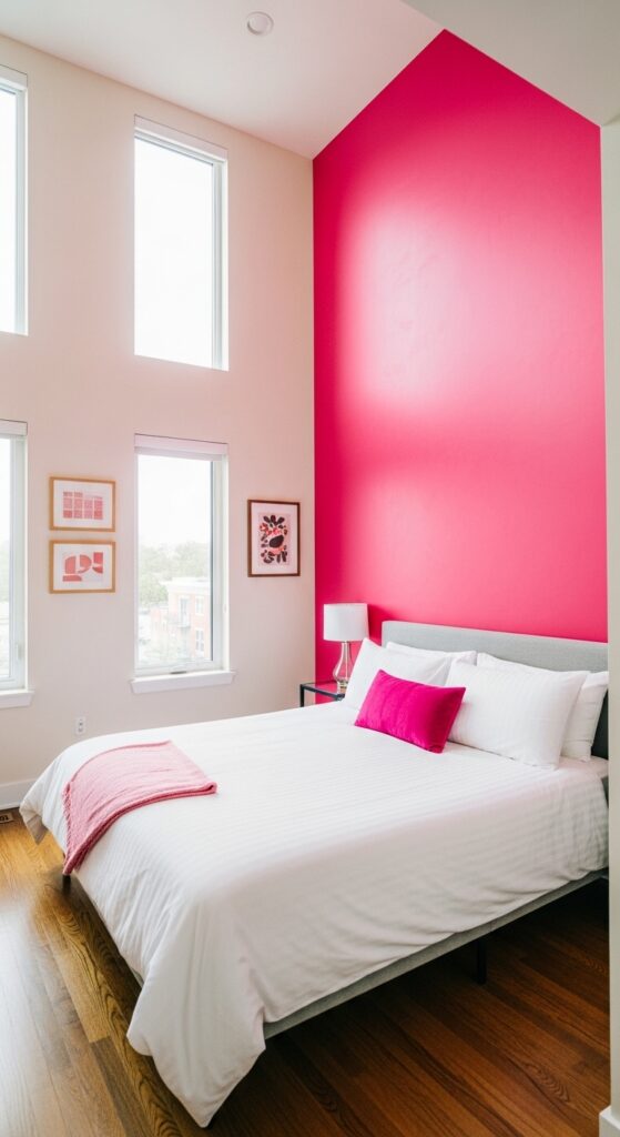 Accent Walls Of Hot Pink Bed Room