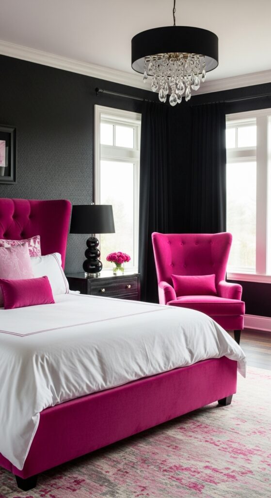 Black and Fuchsia Pink Bedroom