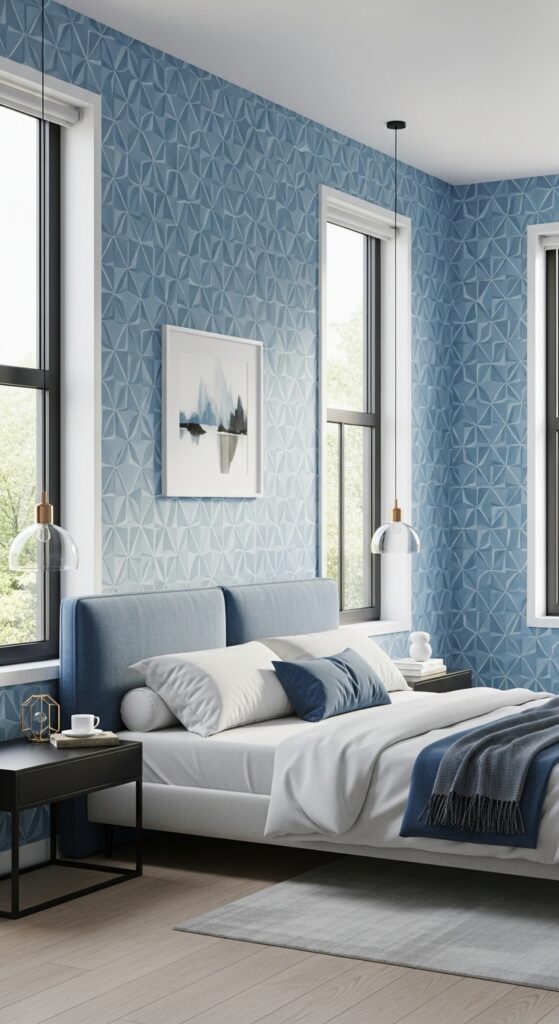 Luxury Velvet Blue Bedroom