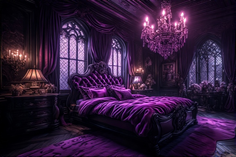Gothic Black and Purple Bedroom