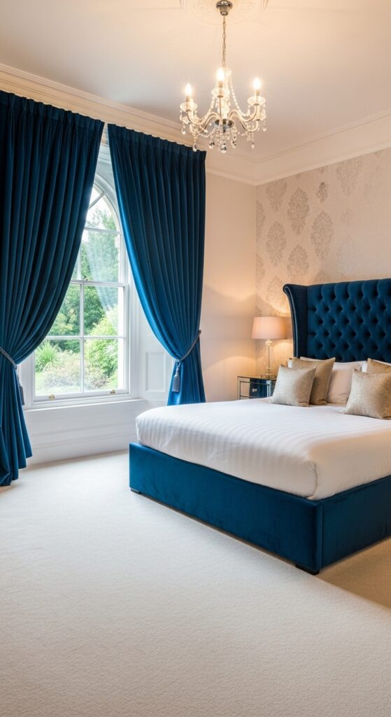Luxury Velvet Blue Bedroom