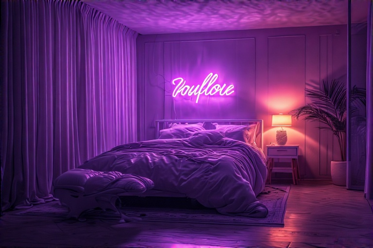 Neon Sign Purple Bedroom