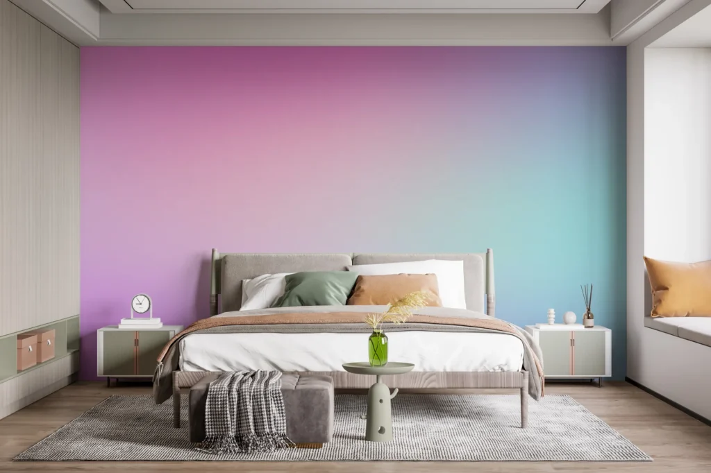 Ombre Wall Design Purple Bedroom