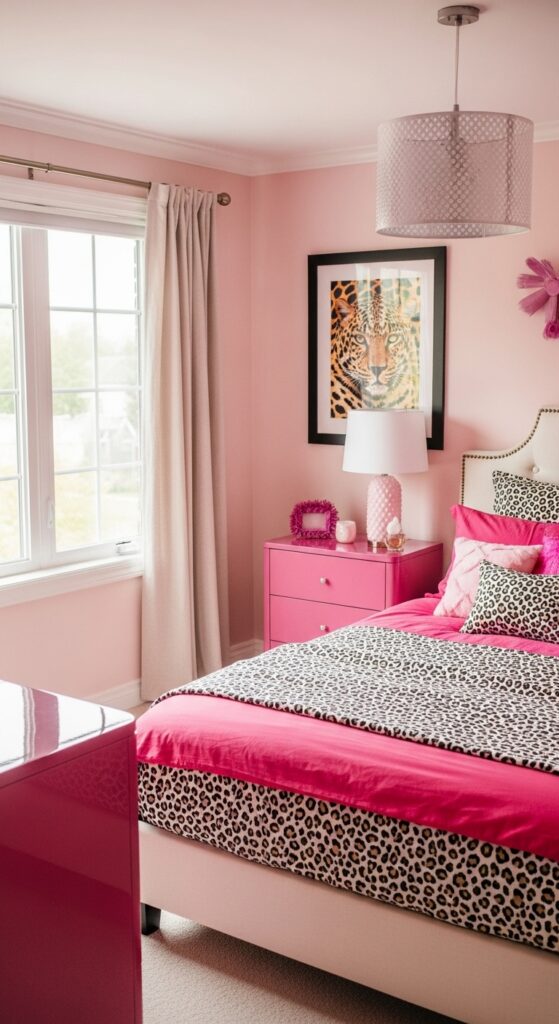 Pink Bedroom with Animal Prints