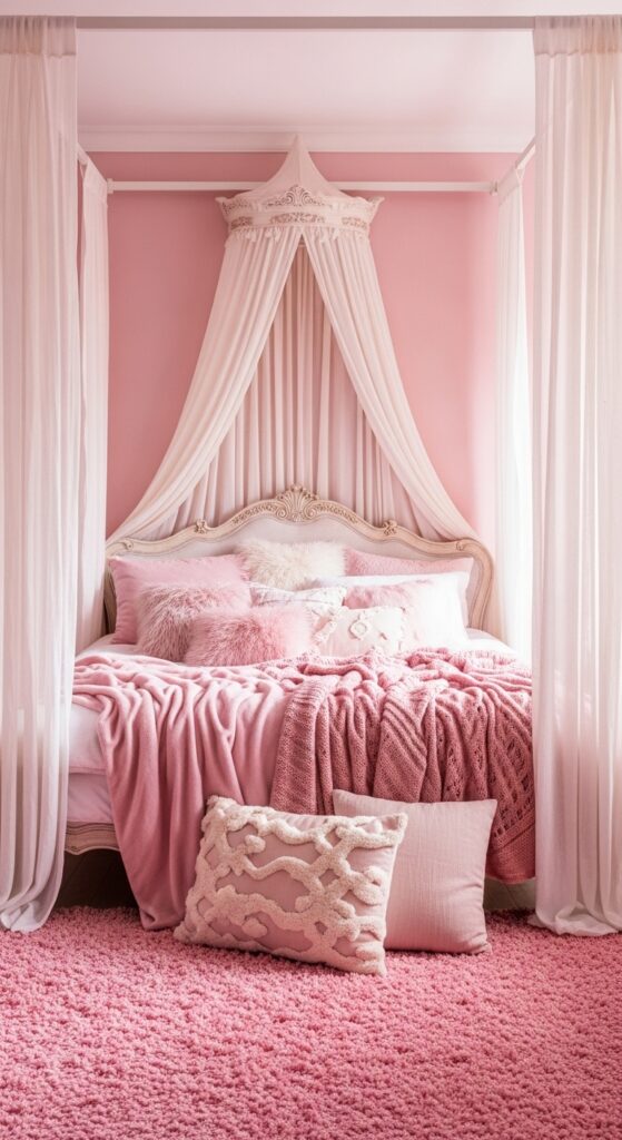 Pink Bedroom with Canopy Bed