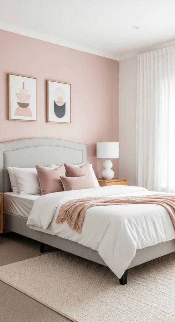 Pink Bedroom with Neutral Tones
