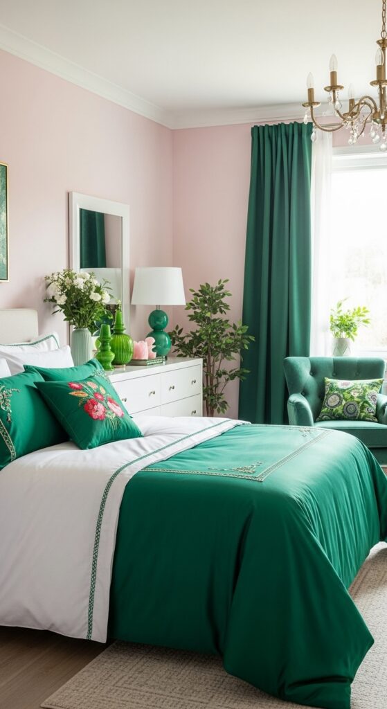 Pink and Green Bedroom