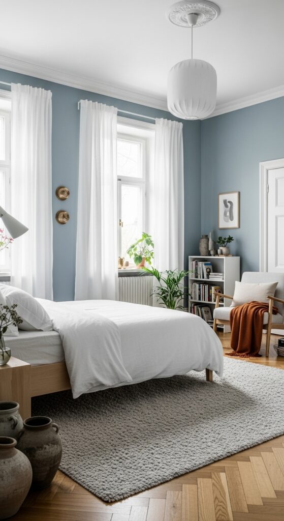 Scandinavian Blue Bedroom Design