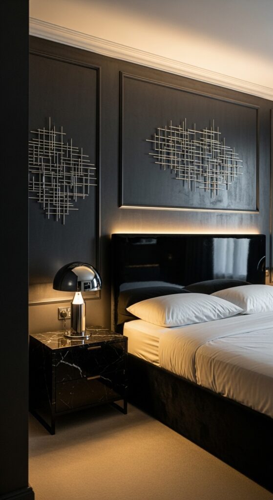Metallic Black Bedroom Charm