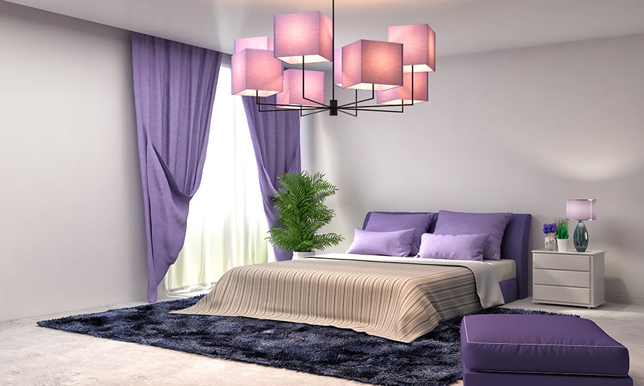 White Walls with Lavender Purple Bedroom
