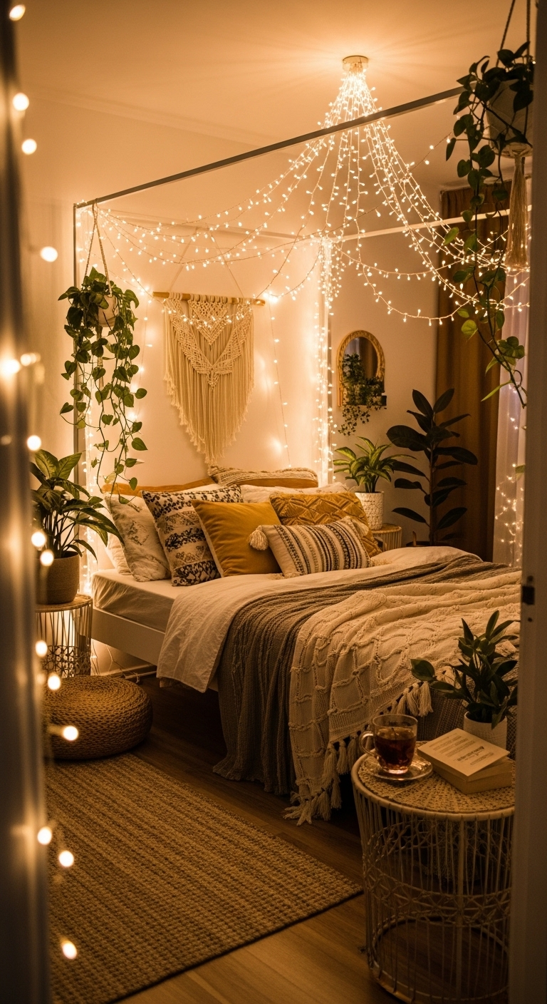 25 Boho Bedroom with Hanging Lights | Create a Cozy Retreat 11 image 136
