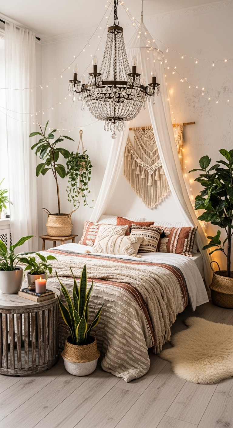 25 Boho Bedroom with Hanging Lights | Create a Cozy Retreat 20 image 140