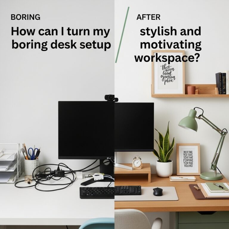 How can I turn my boring desk setup into a stylish and motivating workspace