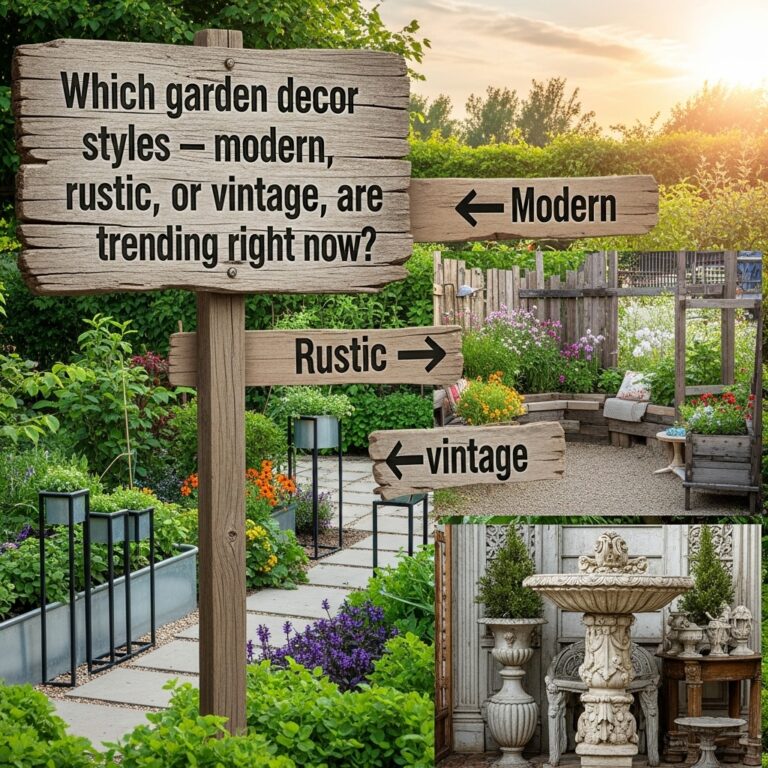 Which garden decor styles—modern, rustic, or vintage—are trending right now?