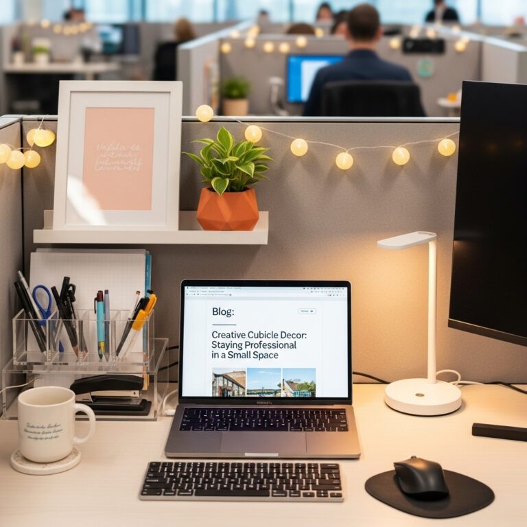 What are some creative ways to decorate a small cubicle and still keep it professional?