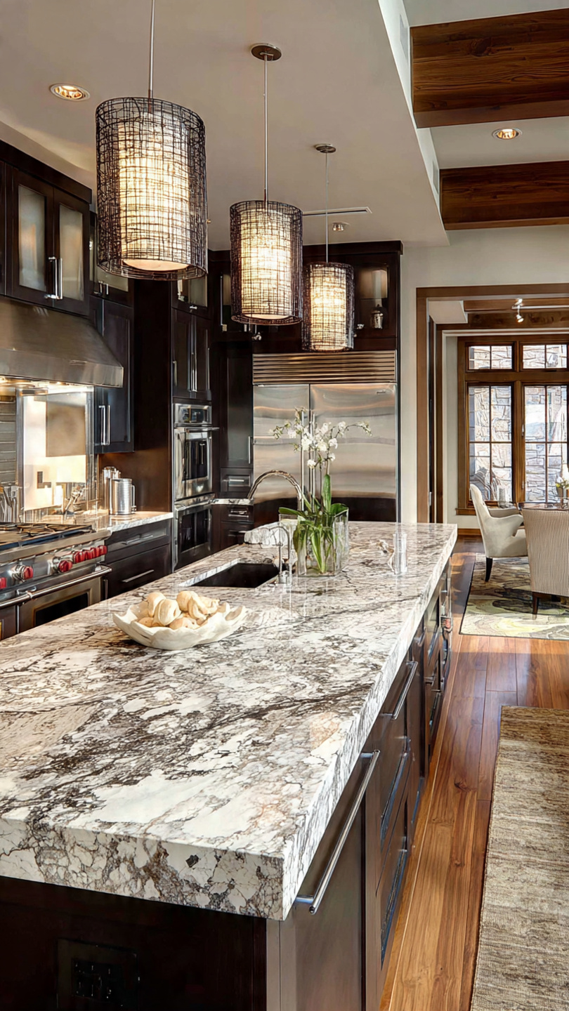 contrasting countertops for layered design kitchen ideas