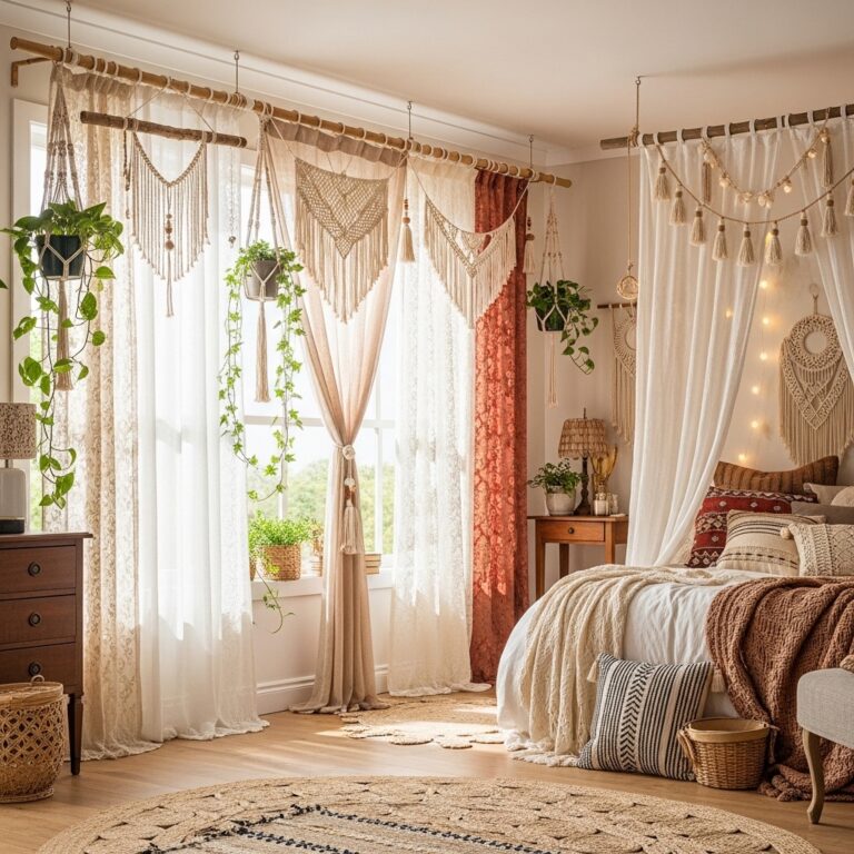 25+Stunning Boho Curtain Ideas for a Dreamy & Stylish Bedroom