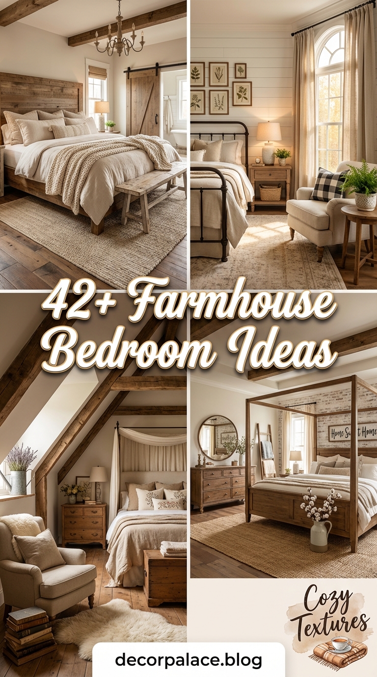 42+ Cozy Farmhouse Bedroom Design Ideas 2 42 Farmhouse Bedroom Ideas
