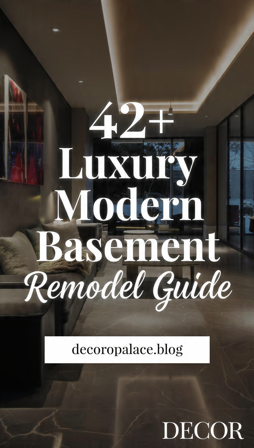 pinterest pin for the title 42 luxury modern basem 1