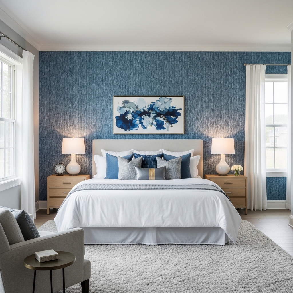 16 Blue Wallpaper Accent Wall Bedroom Ideas