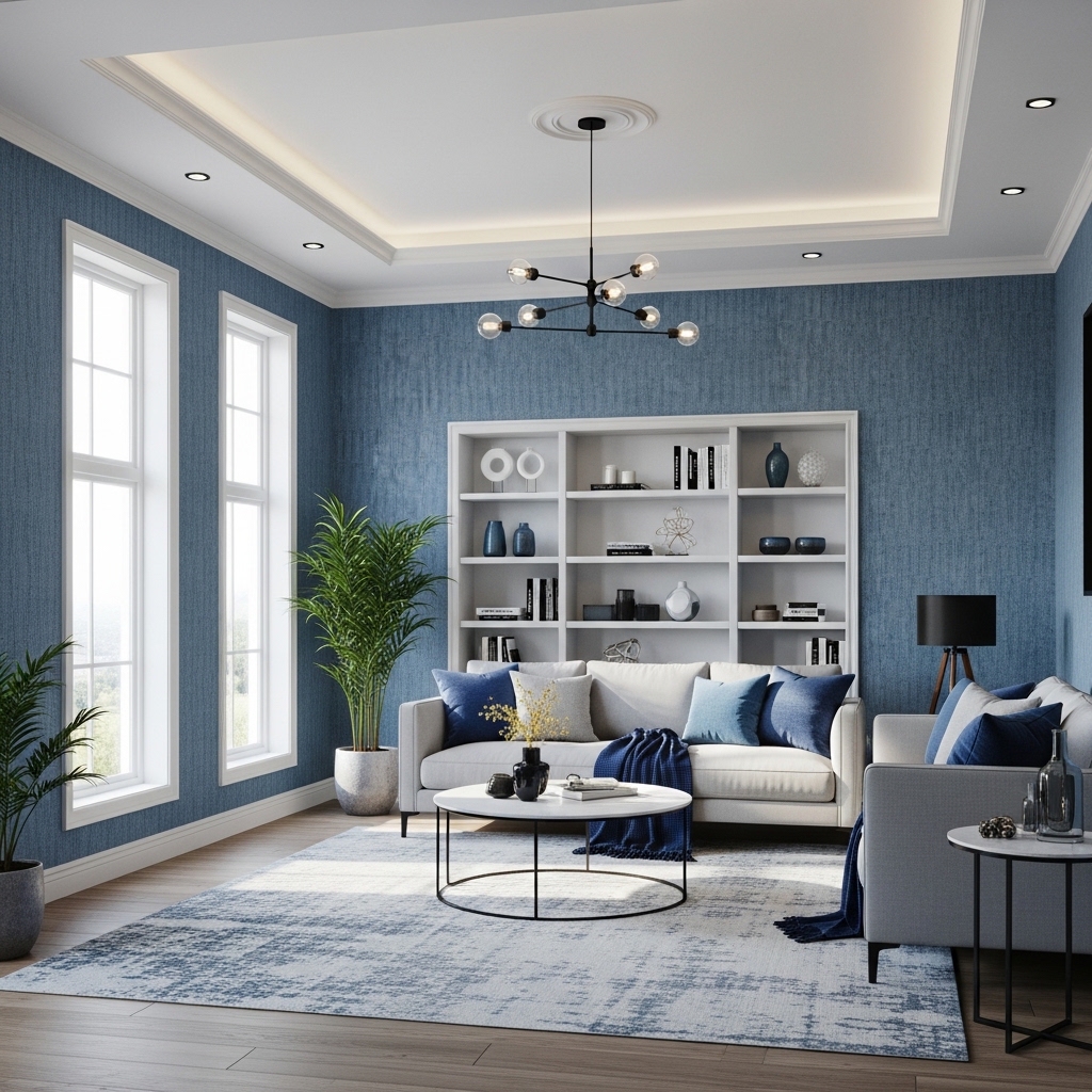 17 Modern Blue Wallpaper Room Ideas