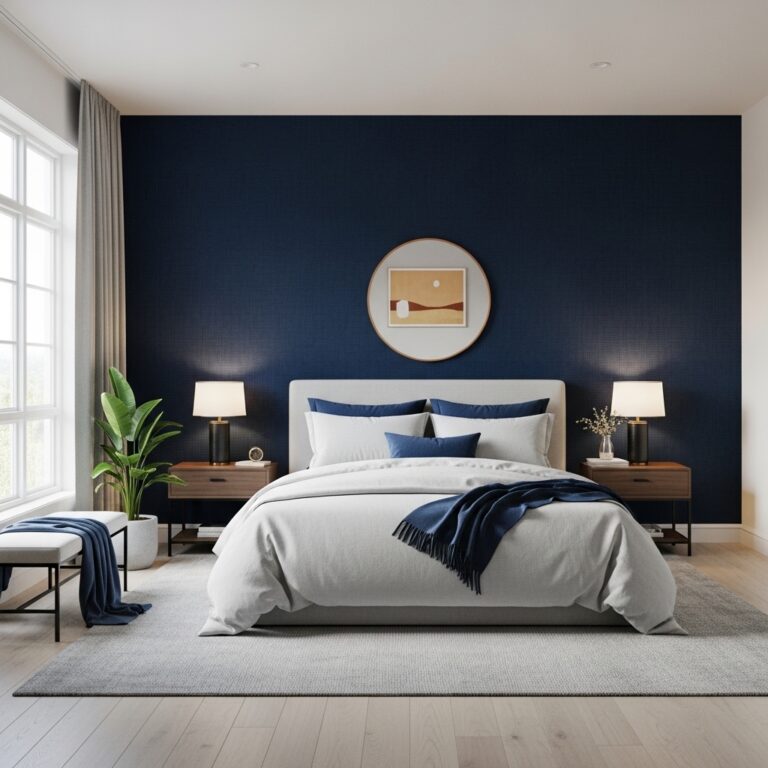 21+ Navy Blue Wallpaper Bedroom Ideas