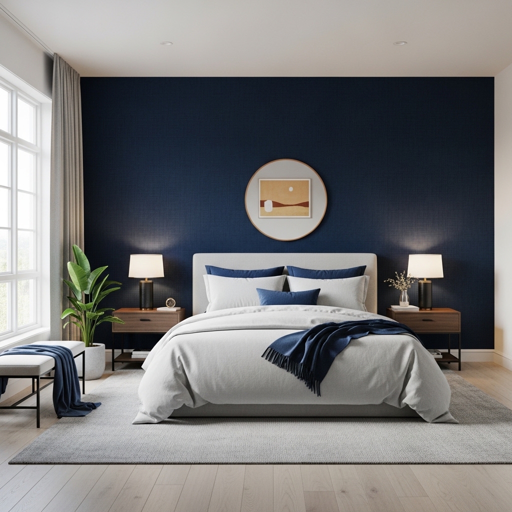 21 Navy Blue Wallpaper Bedroom Ideas