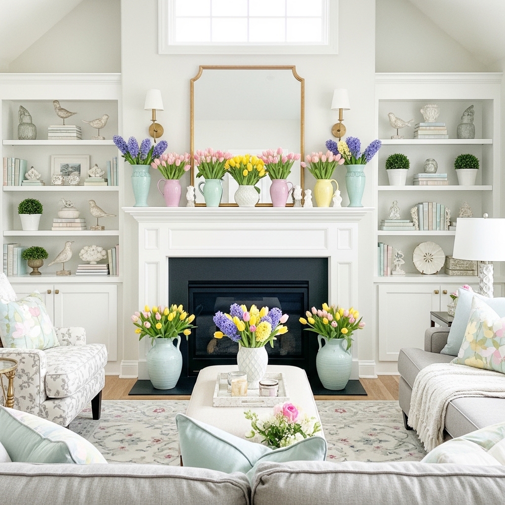 21 Spring Mantel Decor Ideas 1
