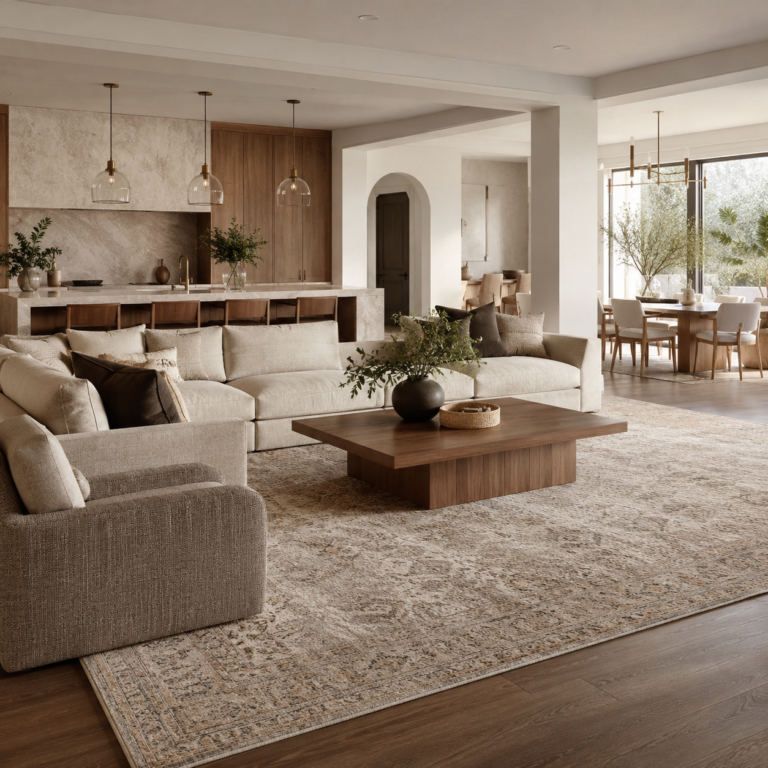 Choose Premium Large Area Rug in an Open-Concept Layout 